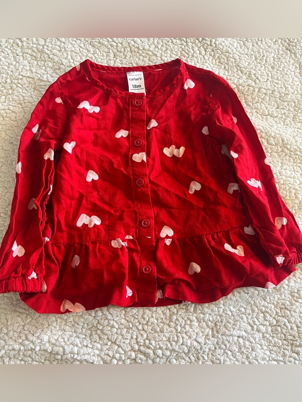 Carter's Red Heart-Print Button Front Top